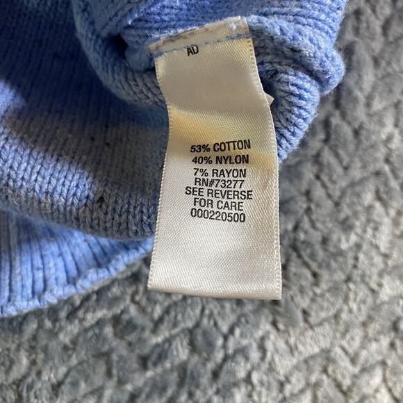 Croft And Barrow Women Sweater M Blue Heathered Nylon Blend Cable Knit Pullover - Picture 6 of 10